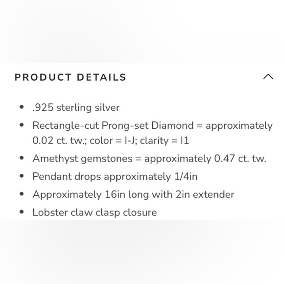 925 Silver diamond and amethyst BAR NECKLACE - Picture 3 of 5